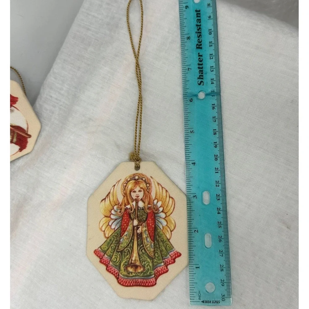 Set of 3 Avon‎ Double Sided Snowman Angel Santa Mrs Fabric Christmas Ornament